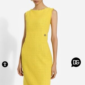 Dolce & Gabbana Raschel tweed calf-length dress with DG logo size 38